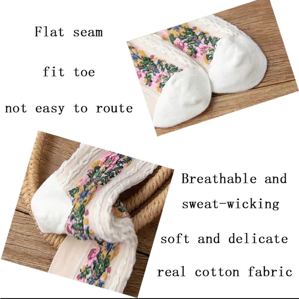 Women’s Embroidered Floral Ethnic Socks 5 Pairs - Picture 3 of 8